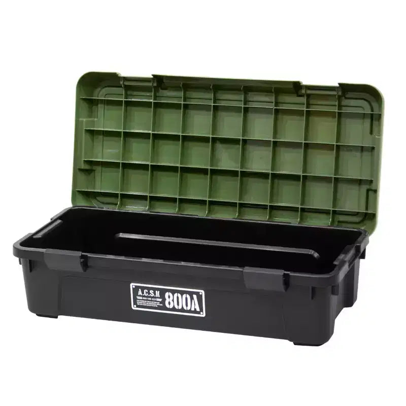 Robusto Baule 800AX Contenitore Impilabile Multiuso Resistente Verde Nero