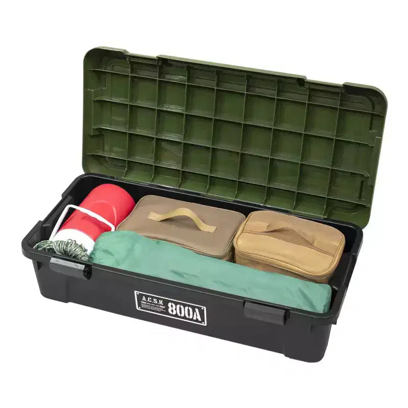 Robusto Baule 800AX Contenitore Impilabile Multiuso Resistente Verde Nero
