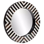 Specchio da parete rotondo smussato Julianna da 24" con cornice in corno bianco e nero e conchiglia