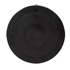 Specchio da parete rotondo smussato Julianna da 24" con cornice in corno bianco e nero e conchiglia