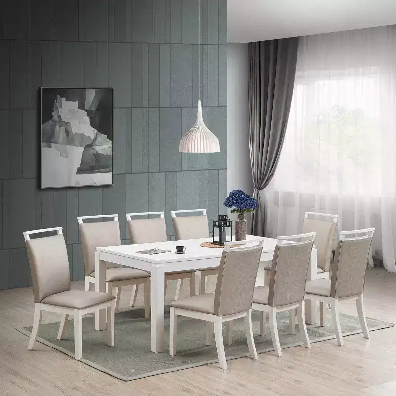 Sedie da pranzo Austin imbottite, set da 2, grigio/bianco