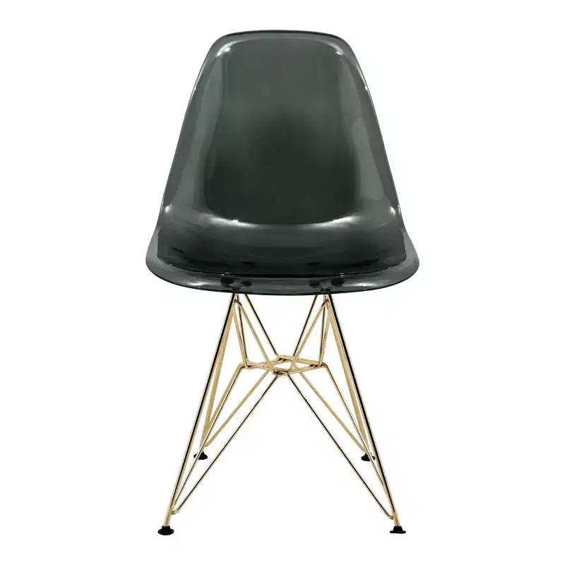 Cresco Sedie da pranzo moderne in acrilico (set da 4) Base cromata dorata Eiffel, Sedie d'accento eleganti per sale da pranzo e cucine contemporanee