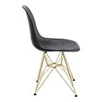 Cresco Sedie da pranzo moderne in acrilico (set da 4) Base cromata dorata Eiffel, Sedie d'accento eleganti per sale da pranzo e cucine contemporanee
