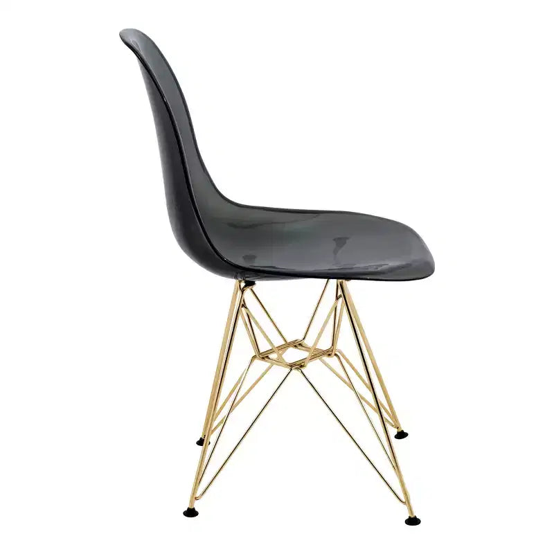 Cresco Sedie da pranzo moderne in acrilico (set da 4) Base cromata dorata Eiffel, Sedie d'accento eleganti per sale da pranzo e cucine contemporanee