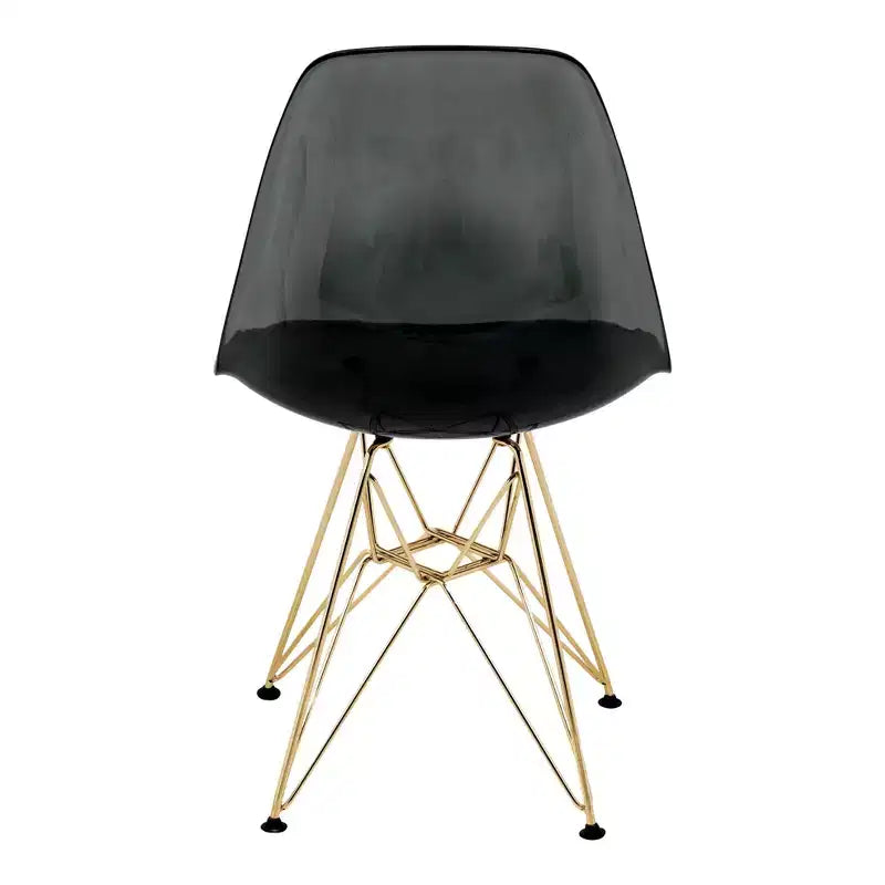 Cresco Sedie da pranzo moderne in acrilico (set da 4) Base cromata dorata Eiffel, Sedie d'accento eleganti per sale da pranzo e cucine contemporanee