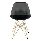 Cresco Sedie da pranzo moderne in acrilico (set da 4) Base cromata dorata Eiffel, Sedie d'accento eleganti per sale da pranzo e cucine contemporanee