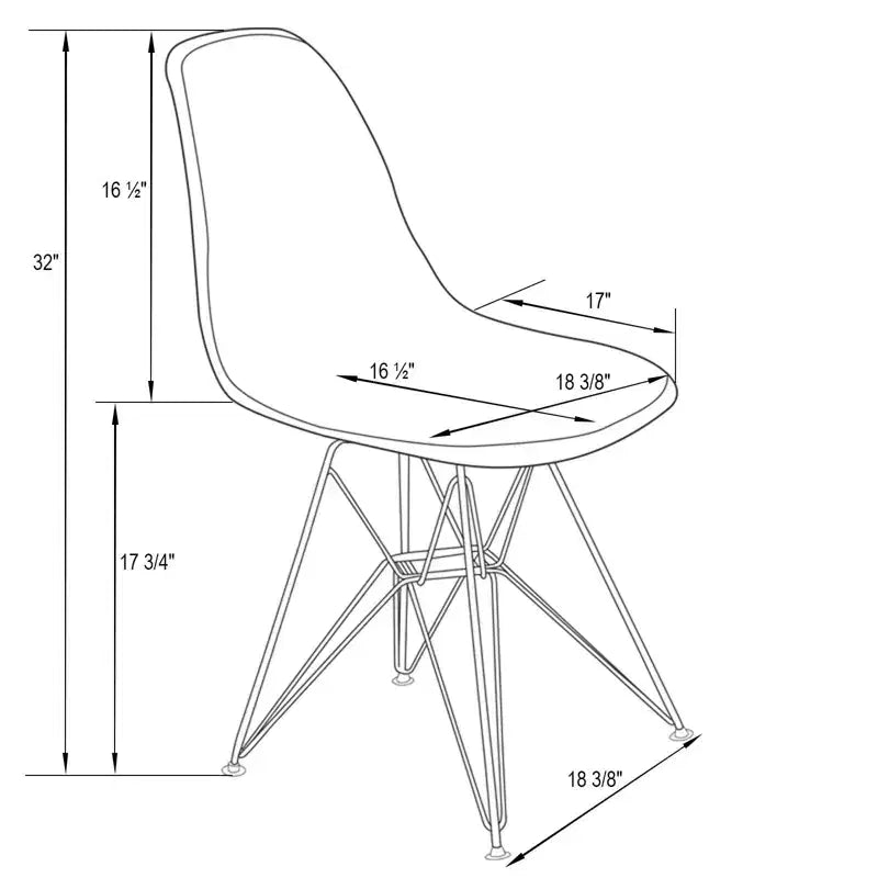Cresco Sedie da pranzo moderne in acrilico (set da 4) Base cromata dorata Eiffel, Sedie d'accento eleganti per sale da pranzo e cucine contemporanee