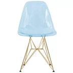 Cresco Sedie da pranzo moderne in acrilico (set da 4) Base cromata dorata Eiffel, Sedie d'accento eleganti per sale da pranzo e cucine contemporanee