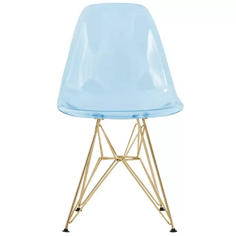 Cresco Sedie da pranzo moderne in acrilico (set da 4) Base cromata dorata Eiffel, Sedie d'accento eleganti per sale da pranzo e cucine contemporanee