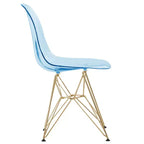 Cresco Sedie da pranzo moderne in acrilico (set da 4) Base cromata dorata Eiffel, Sedie d'accento eleganti per sale da pranzo e cucine contemporanee