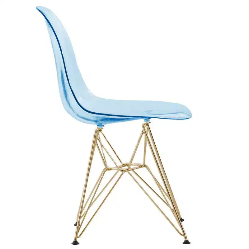 Cresco Sedie da pranzo moderne in acrilico (set da 4) Base cromata dorata Eiffel, Sedie d'accento eleganti per sale da pranzo e cucine contemporanee