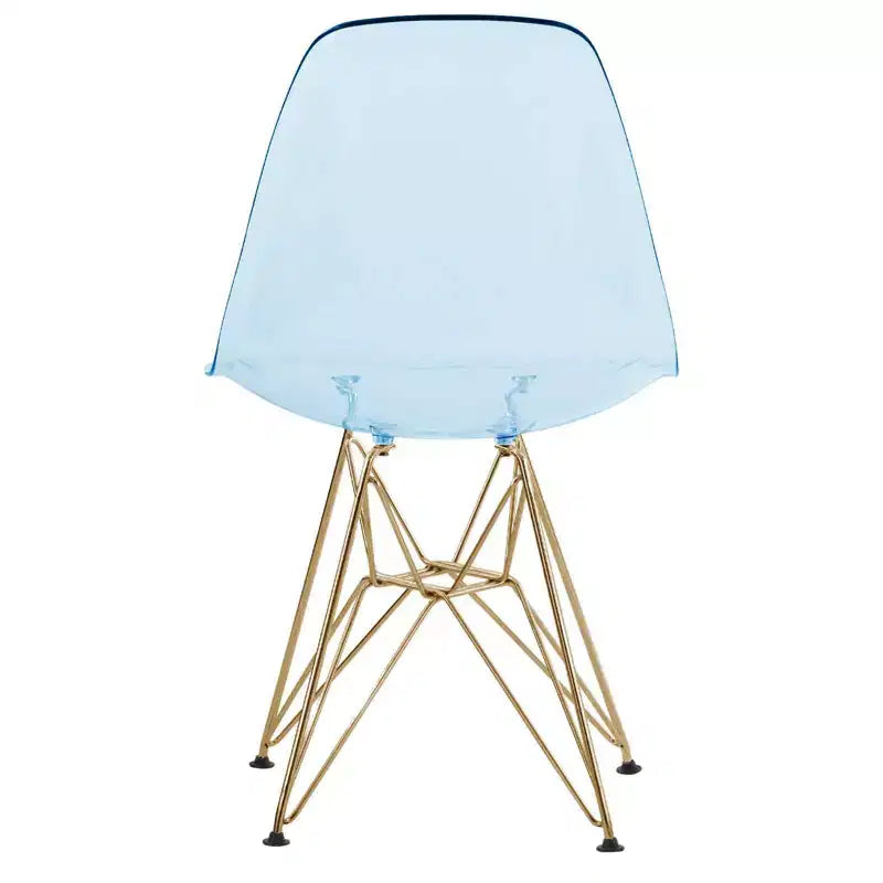 Cresco Sedie da pranzo moderne in acrilico (set da 4) Base cromata dorata Eiffel, Sedie d'accento eleganti per sale da pranzo e cucine contemporanee