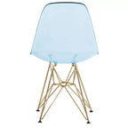 Cresco Sedie da pranzo moderne in acrilico (set da 4) Base cromata dorata Eiffel, Sedie d'accento eleganti per sale da pranzo e cucine contemporanee