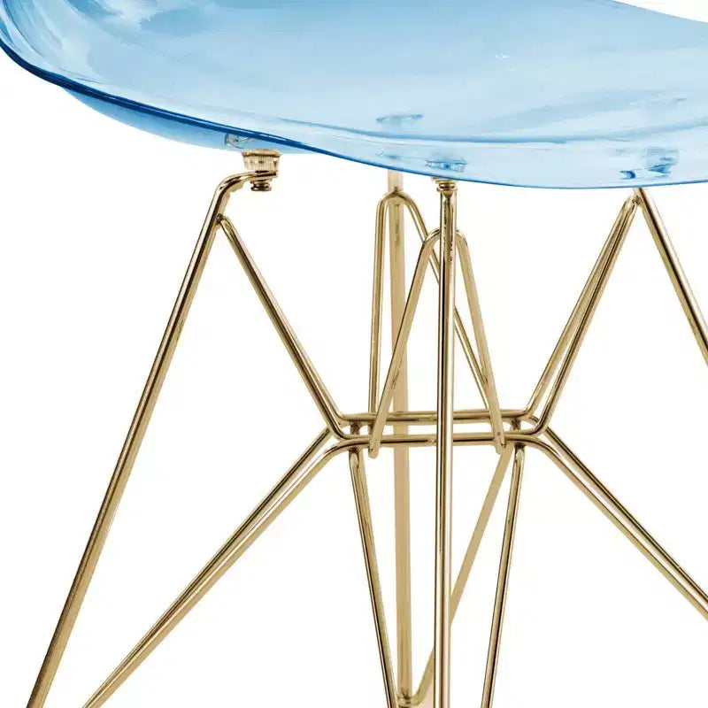 Cresco Sedie da pranzo moderne in acrilico (set da 4) Base cromata dorata Eiffel, Sedie d'accento eleganti per sale da pranzo e cucine contemporanee