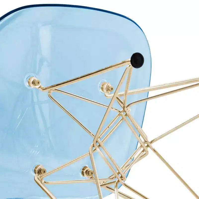 Cresco Sedie da pranzo moderne in acrilico (set da 4) Base cromata dorata Eiffel, Sedie d'accento eleganti per sale da pranzo e cucine contemporanee