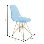 Cresco Sedie da pranzo moderne in acrilico (set da 4) Base cromata dorata Eiffel, Sedie d'accento eleganti per sale da pranzo e cucine contemporanee