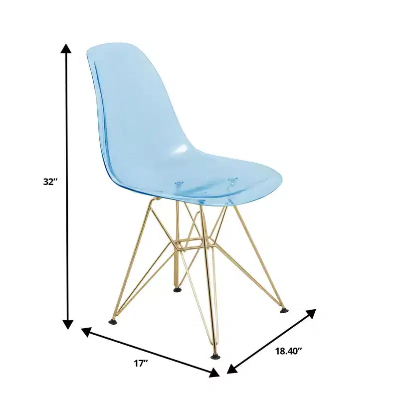Cresco Sedie da pranzo moderne in acrilico (set da 4) Base cromata dorata Eiffel, Sedie d'accento eleganti per sale da pranzo e cucine contemporanee