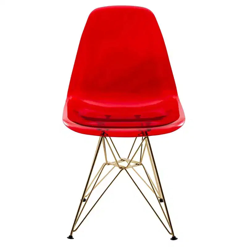 Cresco Sedie da pranzo moderne in acrilico (set da 4) Base cromata dorata Eiffel, Sedie d'accento eleganti per sale da pranzo e cucine contemporanee
