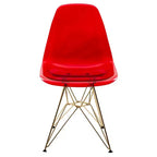 Cresco Sedie da pranzo moderne in acrilico (set da 4) Base cromata dorata Eiffel, Sedie d'accento eleganti per sale da pranzo e cucine contemporanee