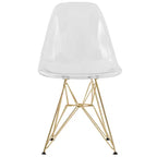 Cresco Sedie da pranzo moderne in acrilico (set da 4) Base cromata dorata Eiffel, Sedie d'accento eleganti per sale da pranzo e cucine contemporanee