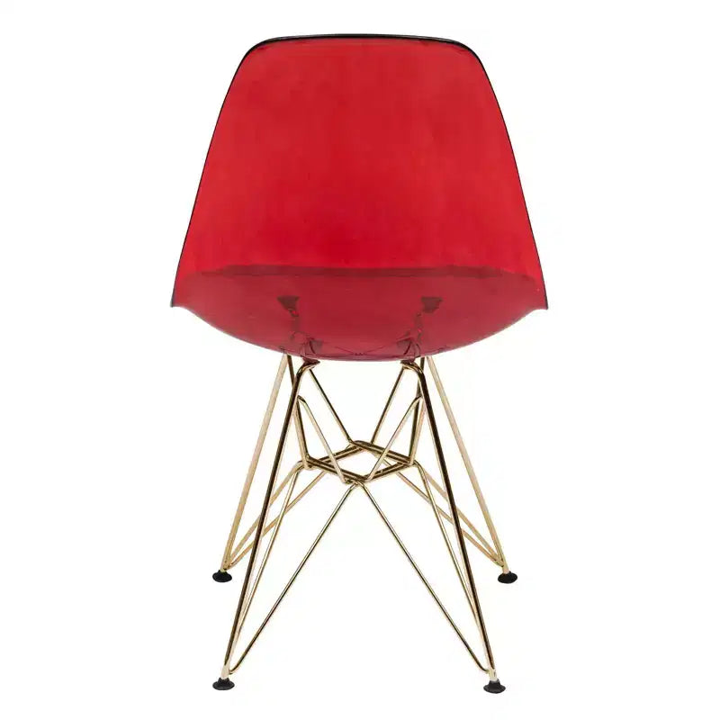 Cresco Sedie da pranzo moderne in acrilico (set da 4) Base cromata dorata Eiffel, Sedie d'accento eleganti per sale da pranzo e cucine contemporanee