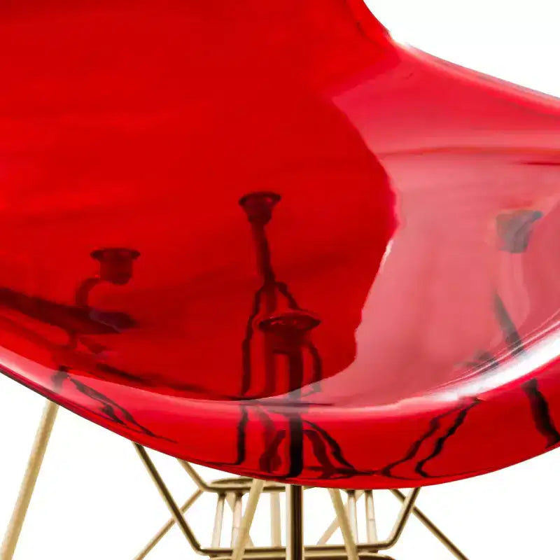 Cresco Sedie da pranzo moderne in acrilico (set da 4) Base cromata dorata Eiffel, Sedie d'accento eleganti per sale da pranzo e cucine contemporanee