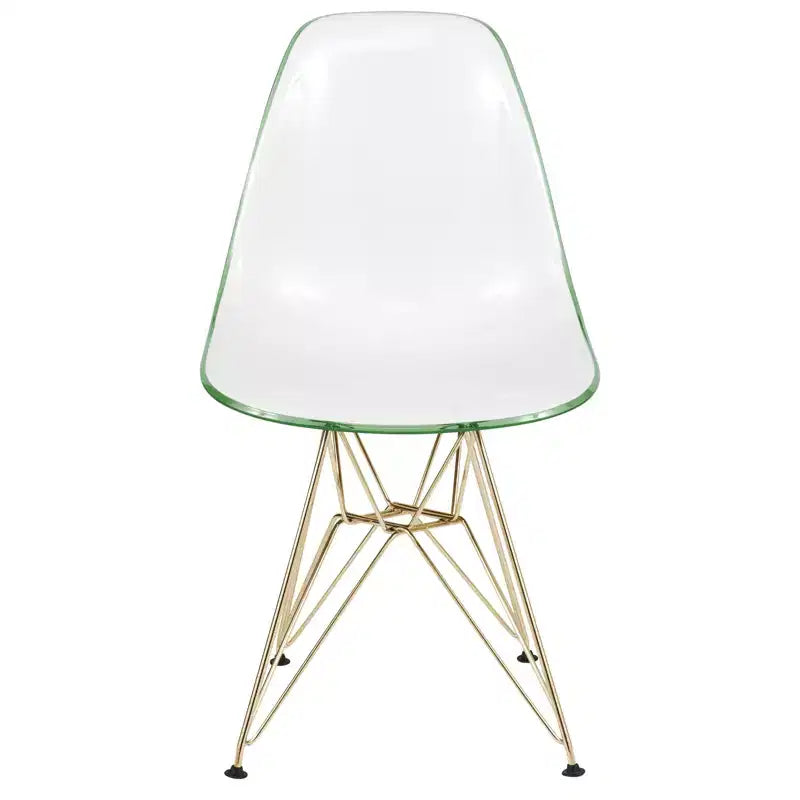 Cresco Sedie da pranzo moderne in acrilico (set da 4) Base cromata dorata Eiffel, Sedie d'accento eleganti per sale da pranzo e cucine contemporanee
