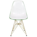 Cresco Sedie da pranzo moderne in acrilico (set da 4) Base cromata dorata Eiffel, Sedie d'accento eleganti per sale da pranzo e cucine contemporanee