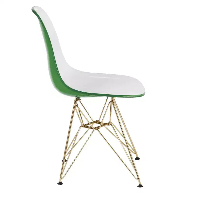 Cresco Sedie da pranzo moderne in acrilico (set da 4) Base cromata dorata Eiffel, Sedie d'accento eleganti per sale da pranzo e cucine contemporanee