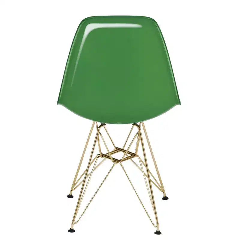 Cresco Sedie da pranzo moderne in acrilico (set da 4) Base cromata dorata Eiffel, Sedie d'accento eleganti per sale da pranzo e cucine contemporanee