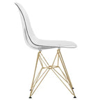 Cresco Sedie da pranzo moderne in acrilico (set da 4) Base cromata dorata Eiffel, Sedie d'accento eleganti per sale da pranzo e cucine contemporanee