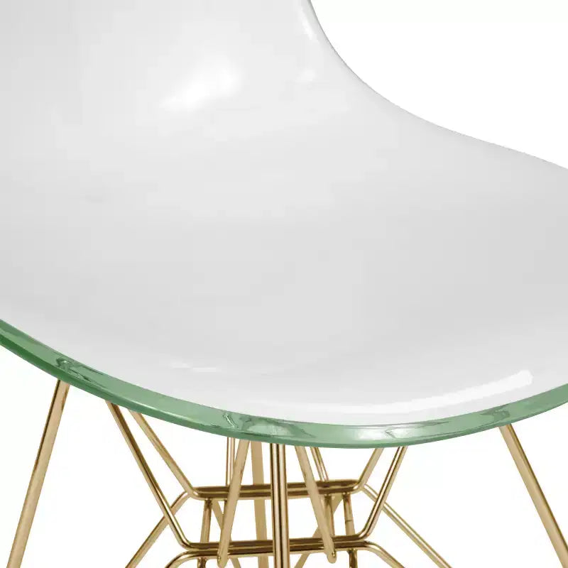 Cresco Sedie da pranzo moderne in acrilico (set da 4) Base cromata dorata Eiffel, Sedie d'accento eleganti per sale da pranzo e cucine contemporanee