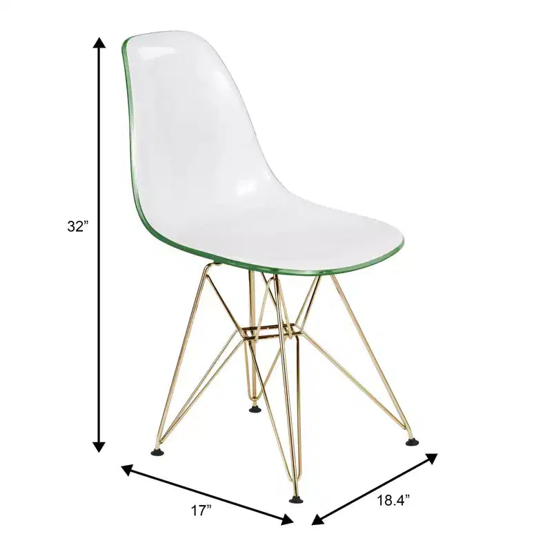Cresco Sedie da pranzo moderne in acrilico (set da 4) Base cromata dorata Eiffel, Sedie d'accento eleganti per sale da pranzo e cucine contemporanee
