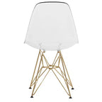 Cresco Sedie da pranzo moderne in acrilico (set da 4) Base cromata dorata Eiffel, Sedie d'accento eleganti per sale da pranzo e cucine contemporanee