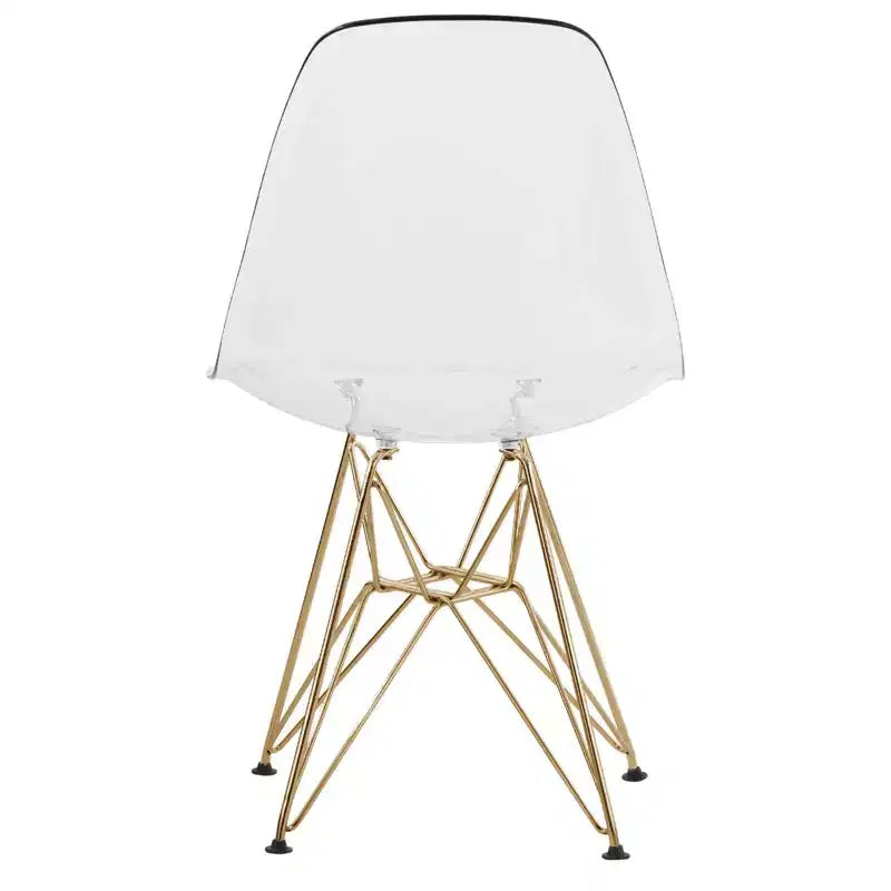 Cresco Sedie da pranzo moderne in acrilico (set da 4) Base cromata dorata Eiffel, Sedie d'accento eleganti per sale da pranzo e cucine contemporanee
