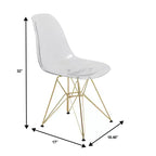 Cresco Sedie da pranzo moderne in acrilico (set da 4) Base cromata dorata Eiffel, Sedie d'accento eleganti per sale da pranzo e cucine contemporanee