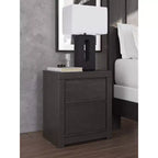 Comodino a 2 cassetti Candanew con porte di ricarica USB, grigio antracite
