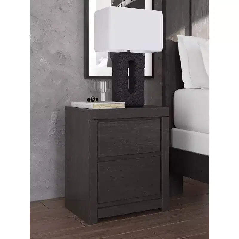 Comodino a 2 cassetti Candanew con porte di ricarica USB, grigio antracite