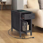 Side Table With Charging Station End Table Side Table Livingroom End Table Narrow End Table With Drawers Living Room Storage Nightstand