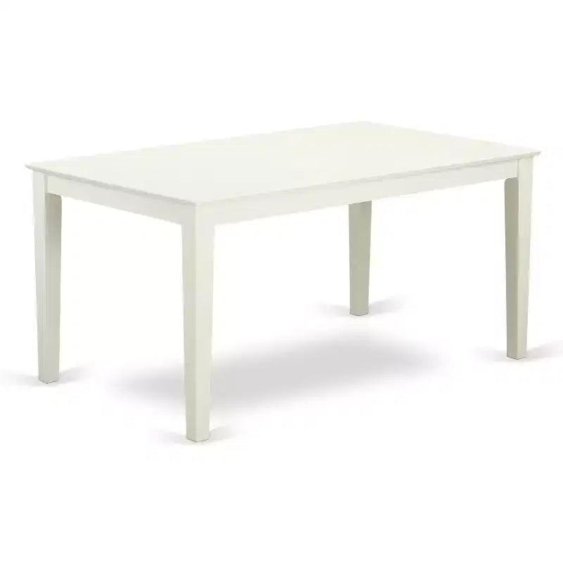 Set di 7 mobili da cucina in lino bianco con tavolo rettangolare e 6 sedie