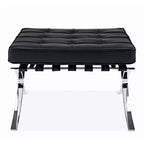 HomeRoots 24 Black Genuine Leather and Silver Tufted Footstool Ottoman