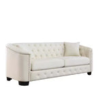 Divano Chesterfield Moderno in Velluto da 77 Pollici, Divano a 3 Posti, Schienale Trapuntato Rivestito con Braccioli Chiodati e 2 Cuscini per Soggiorno