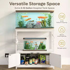 Supporto per acquario da galloni con presa di corrente, Scaffale nero per acquario con armadietti, Supporto rettangolare per acquario con piedino regolabile e 4 ganci