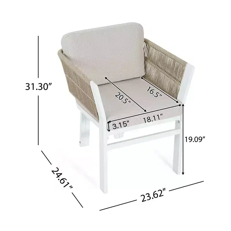 Set di 2 sedie da esterno in alluminio per patio con dettagli in rattan e cuscini resistenti alle intemperie