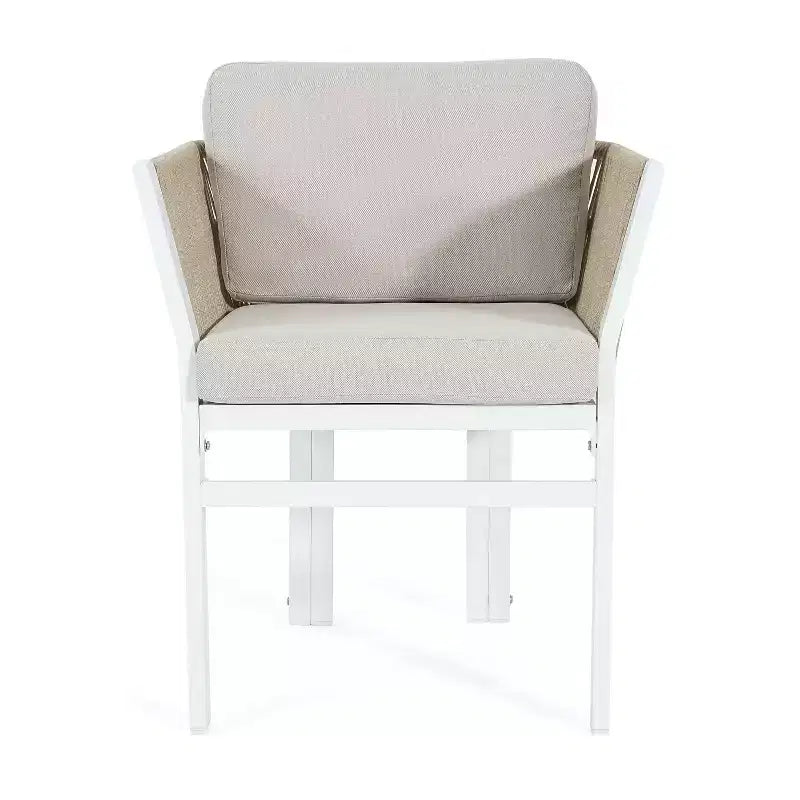 Set di 2 sedie da esterno in alluminio per patio con dettagli in rattan e cuscini resistenti alle intemperie