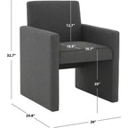 Sedia da pranzo Maisey in lino - Grigio antracite