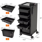 Carrello da salone, carrello portaoggetti, carrello portaoggetti per attrezzature da parrucchiere, supporto per asciugacapelli, 6 vassoi portaoggetti extra e strumento a combinazione libera, 1 supporto