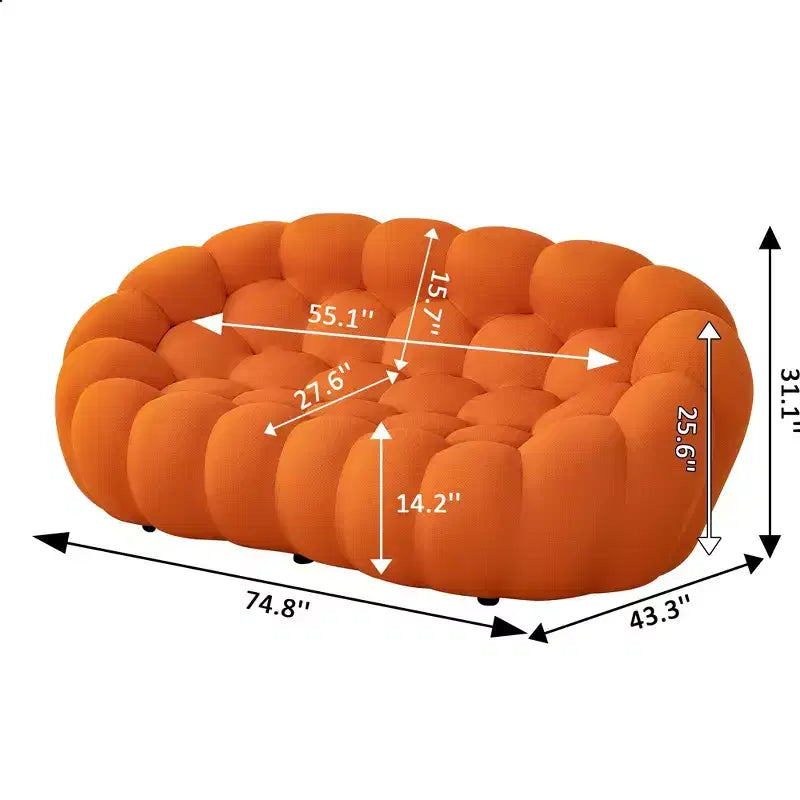 74.8 Divano a due posti moderno Bubble, divano imbottito a 2 posti in tessuto a rete 3D per soggiorno
