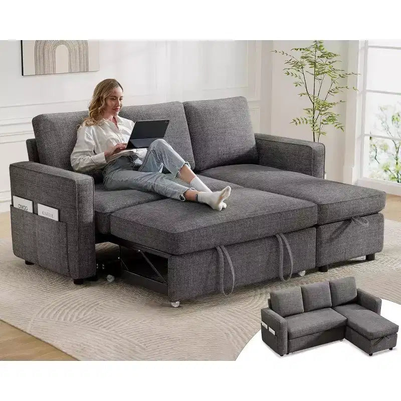 Divano letto multifunzione da 81 pollici, divano estraibile, nessun attrezzo richiesto per il montaggio, due opzioni di tessuto disponibili