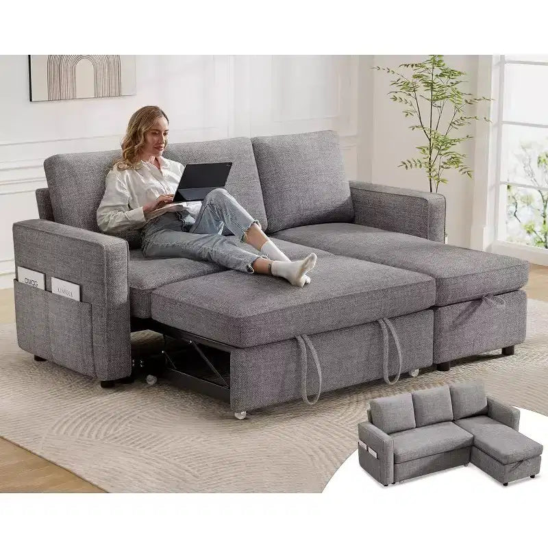 Divano letto multifunzione da 81 pollici, divano estraibile, nessun attrezzo richiesto per il montaggio, due opzioni di tessuto disponibili